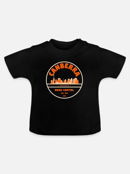 Canberra Skyline Abzeichen - Baby Bio-T-Shirt mit Rundhals - Schwarz