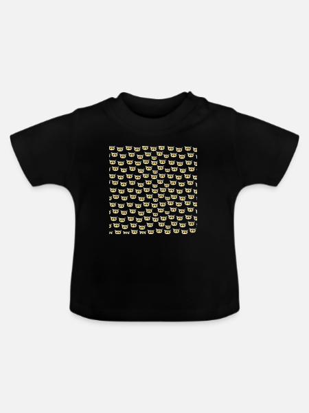 vögel für mädchen, Eulengesichter muster - Baby Bio-T-Shirt mit Rundhals - Schwarz