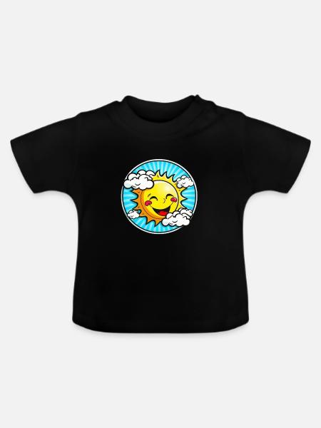 Happy Sun - Baby Bio-T-Shirt mit Rundhals - Schwarz