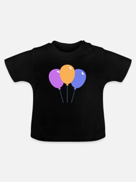 Farbige Luftballons - Baby Bio-T-Shirt mit Rundhals - Schwarz