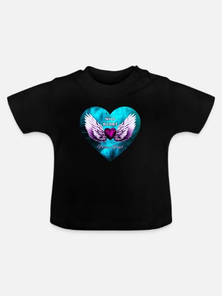 Wild Heart Wings Freie Seele - Baby Bio-T-Shirt mit Rundhals - Schwarz