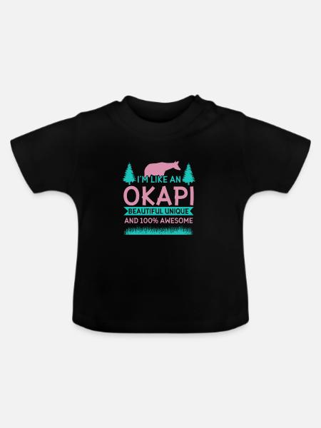 Okapi Wildgiraffen Design - Baby Bio-T-Shirt mit Rundhals - Schwarz