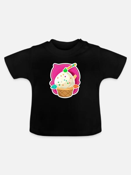 Eis, Eiscreme - Baby Bio-T-Shirt mit Rundhals - Schwarz