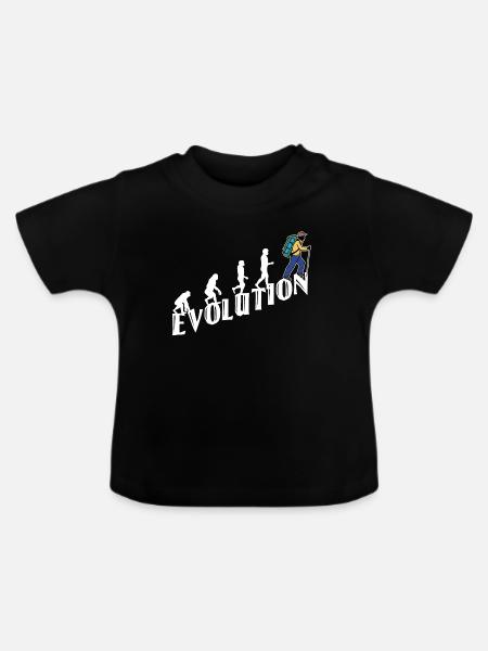 Evolution Wanderer Wandern Wanderung Bergwanderung - Baby Bio-T-Shirt mit Rundhals - Schwarz