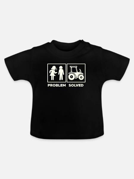 Traktor Statement Nutzfahrzeug Fahrzeug Ackerbau - Baby Bio-T-Shirt mit Rundhals - Schwarz