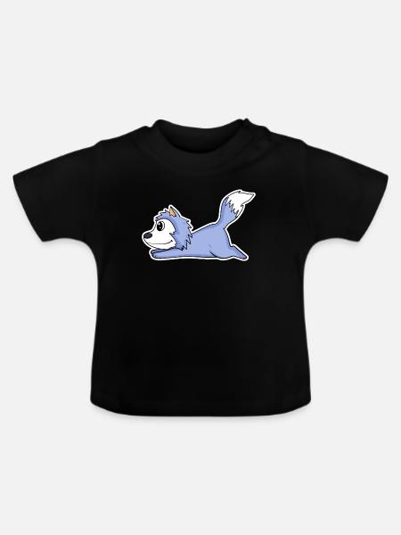 liegender Wolf - Baby Bio-T-Shirt mit Rundhals - Schwarz