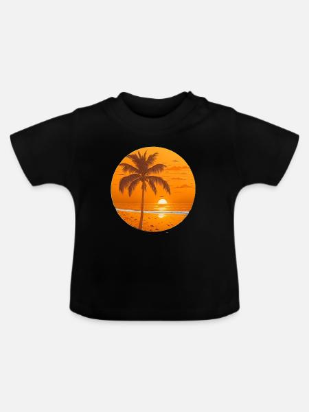 Sonnenuntergang - Baby Bio-T-Shirt mit Rundhals - Schwarz