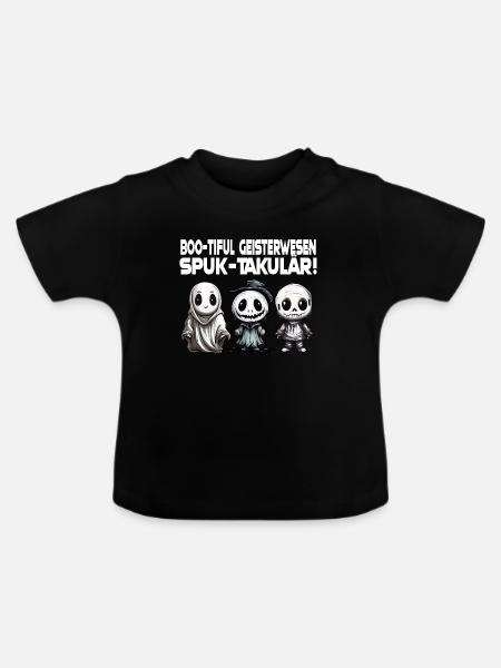 Geisterwesen Spruch Halloween Design - Baby Bio-T-Shirt mit Rundhals - Schwarz