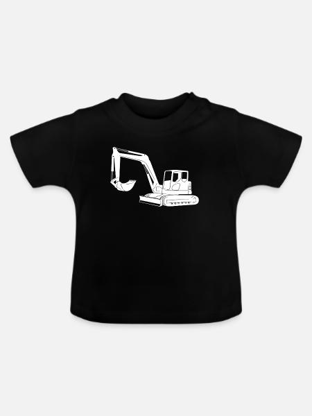 Baggerfahrer Silhouette - Baugeräteführer - Baby Bio-T-Shirt mit Rundhals - Schwarz