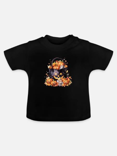 Halloween kessel - Baby Bio-T-Shirt mit Rundhals - Schwarz