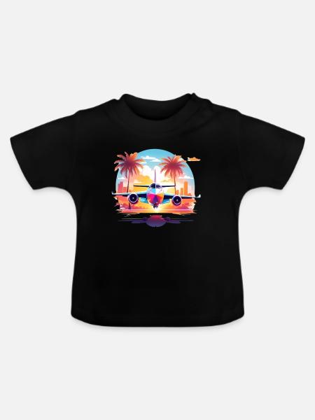 Miami Urlaub - Baby Bio-T-Shirt mit Rundhals - Schwarz