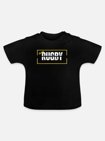 Mannschaft Rugby gelb - Baby Bio-T-Shirt mit Rundhals - Schwarz