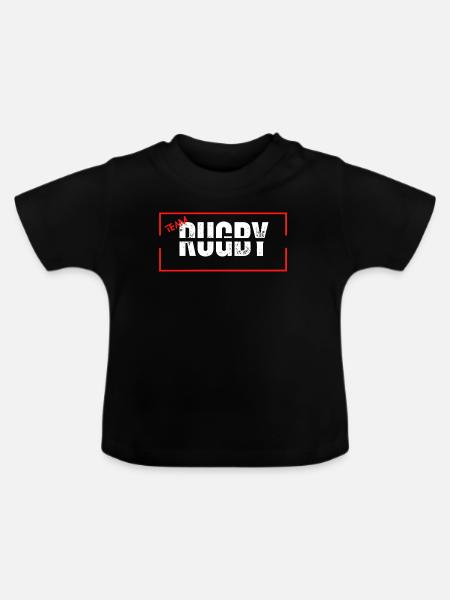 Mannschaft Rugby Rot - Baby Bio-T-Shirt mit Rundhals - Schwarz