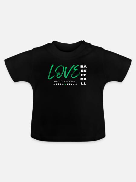 Ich liebe Basketball Grün - Baby Bio-T-Shirt mit Rundhals - Schwarz