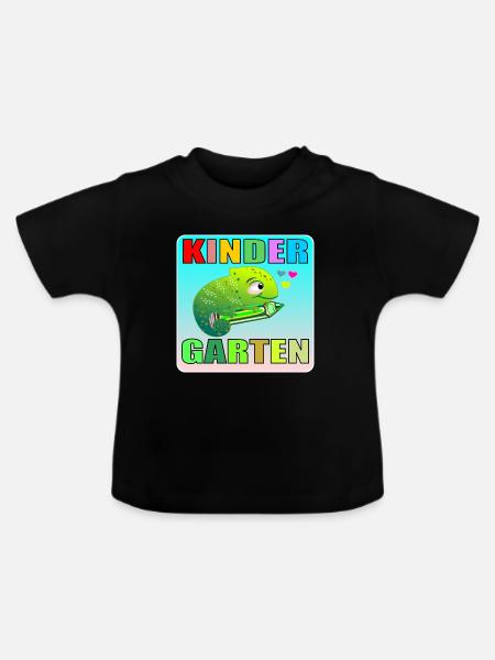 KINDERGARTEN KIND TIERE AMPHIBIE - Baby Bio-T-Shirt mit Rundhals - Schwarz