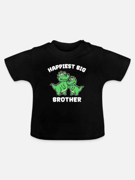 Geschwisterliebe Dino Statement Großer Bruder - Baby Bio-T-Shirt mit Rundhals - Schwarz
