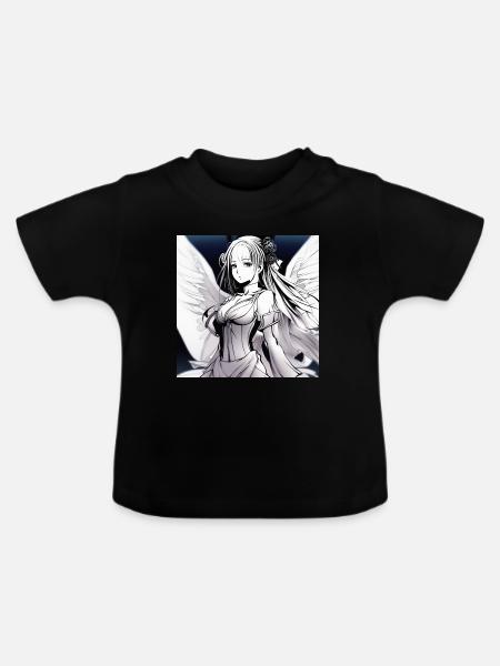 Engelfigur im Noir-Kontrast - Baby Bio-T-Shirt mit Rundhals - Schwarz
