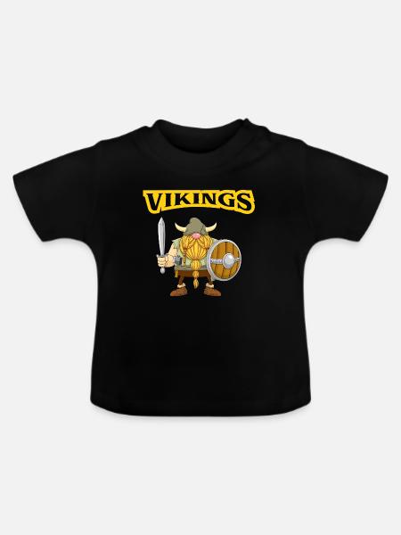 Wikinger, Gnom, Entdecker - Baby Bio-T-Shirt mit Rundhals - Schwarz