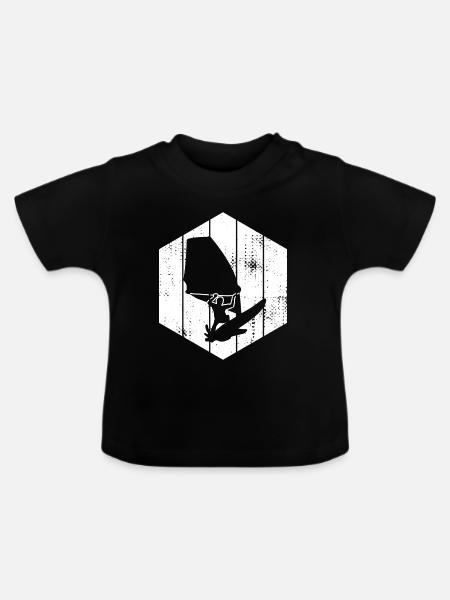 Lustiger Windsurfer - Baby Bio-T-Shirt mit Rundhals - Schwarz