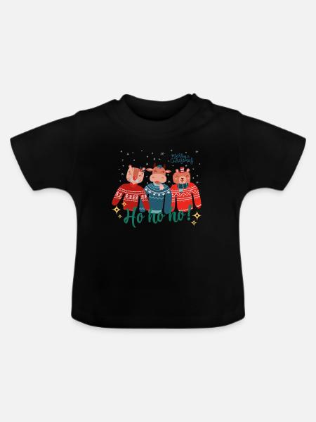 Hässlicher Weihnachtspullover - Frohe Weihnachten - Baby Bio-T-Shirt mit Rundhals - Schwarz