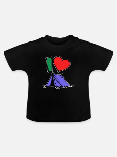 Camping Statement Wanderer Herz Wanderlust Zelten - Baby Bio-T-Shirt mit Rundhals - Schwarz