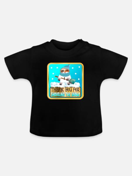 SCHNEE SCHAUFELN - DANKE FAULTIER - Baby Bio-T-Shirt mit Rundhals - Schwarz