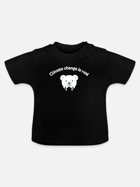 Schmelzender Polarbär Porträt - Baby Bio-T-Shirt mit Rundhals - Schwarz