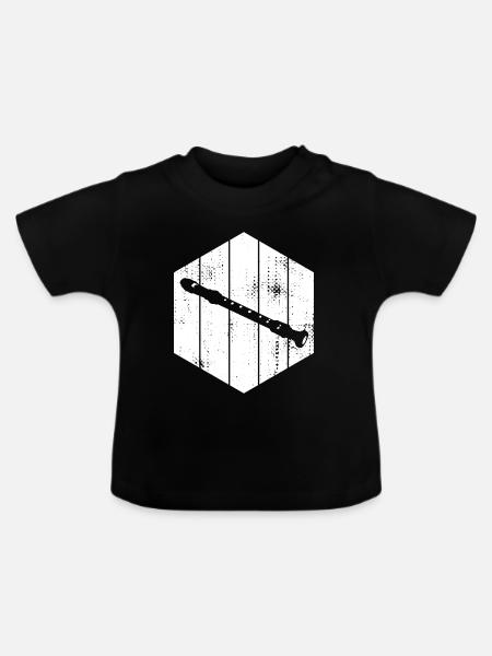 Flöte Zeichnung - Baby Bio-T-Shirt mit Rundhals - Schwarz
