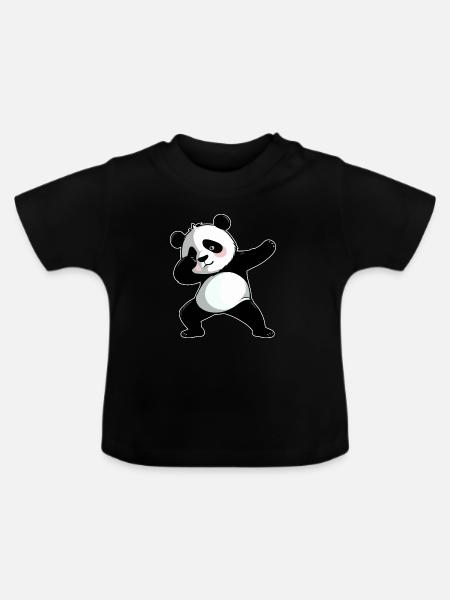 Dabbing Panda - Baby Bio-T-Shirt mit Rundhals - Schwarz