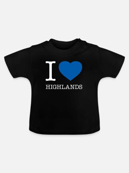 I LOVE HIGHLANDS - Baby Bio-T-Shirt mit Rundhals - Schwarz