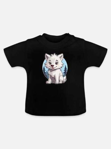 Niedlicher Wolf oder Hund Husky - Baby Bio-T-Shirt mit Rundhals - Schwarz