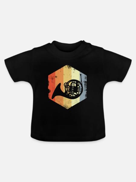 Horn Retro Look - Baby Bio-T-Shirt mit Rundhals - Schwarz