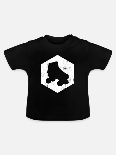 Rollschuhe Skizze - Baby Bio-T-Shirt mit Rundhals - Schwarz