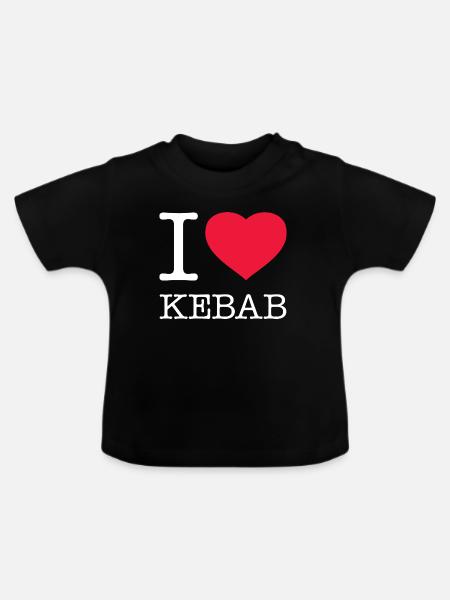 I LOVE KEBAB - Baby Bio-T-Shirt mit Rundhals - Schwarz