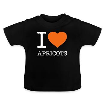 I LOVE APRICOTS Aprikosen - Baby Organic T-Shirt with Round Neck - black - Front