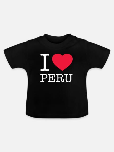 I LOVE PERU - Baby Bio-T-Shirt mit Rundhals - Schwarz