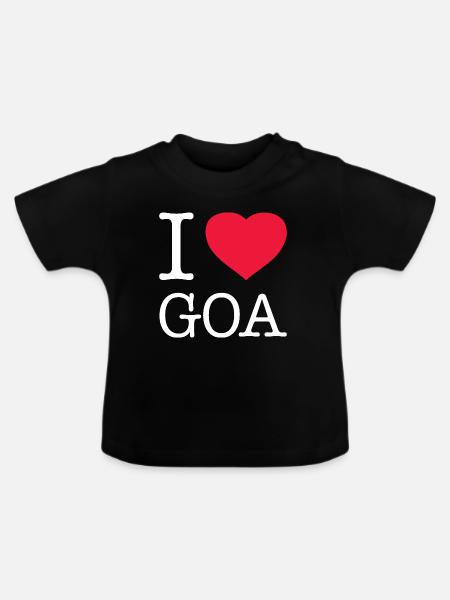 I LOVE GOA - Baby Bio-T-Shirt mit Rundhals - Schwarz