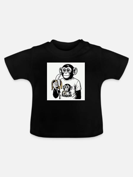 Ein Affe und seine Banane - Baby Bio-T-Shirt mit Rundhals - Schwarz