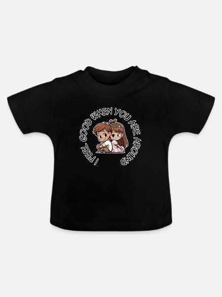 Kuschelduo Paarliebe - Baby Bio-T-Shirt mit Rundhals - Schwarz