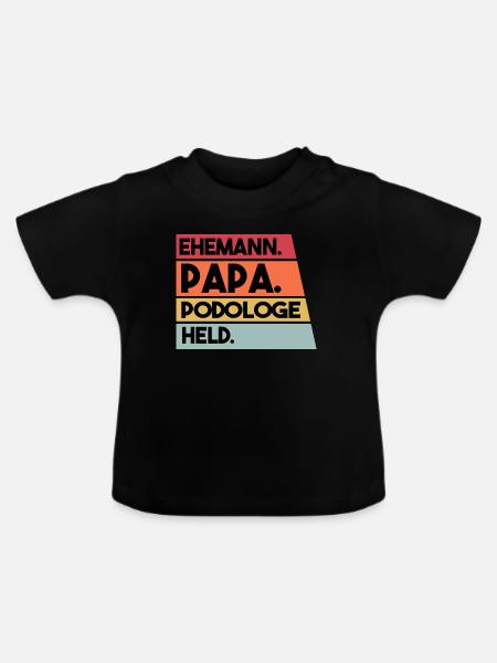 Ehemann Papa Podologe Held - Baby Bio-T-Shirt mit Rundhals - Schwarz