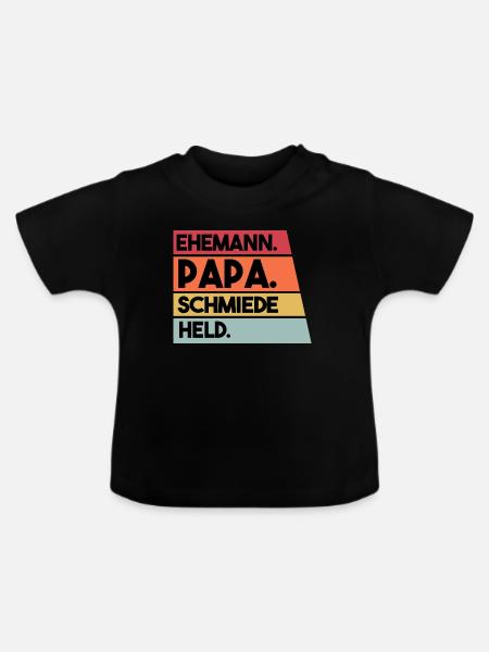 Ehemann Papa Schmiede Held - Baby Bio-T-Shirt mit Rundhals - Schwarz
