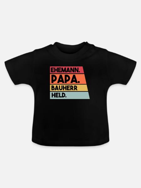 Ehemann Papa Bauherr Held - Baby Bio-T-Shirt mit Rundhals - Schwarz