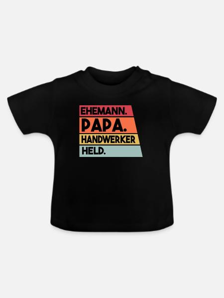 Ehemann Papa Handwerker Held - Baby Bio-T-Shirt mit Rundhals - Schwarz