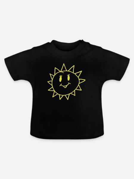 Sonne - Baby Bio-T-Shirt mit Rundhals - Schwarz