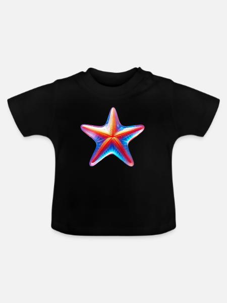 Seestern - Baby Bio-T-Shirt mit Rundhals - Schwarz