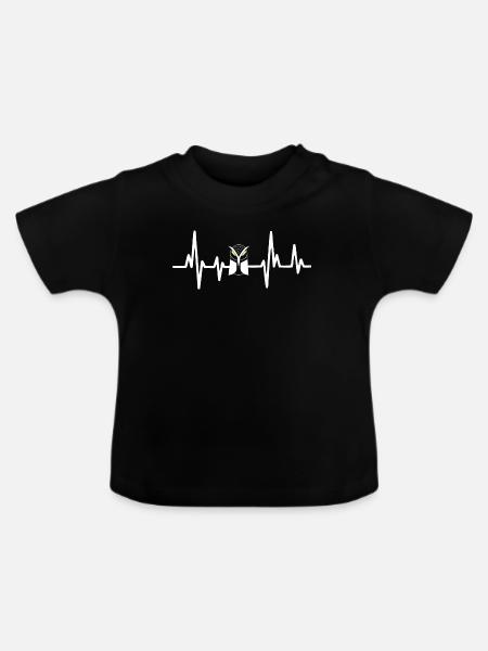 Eulen Herzschlag - Baby Bio-T-Shirt mit Rundhals - Schwarz