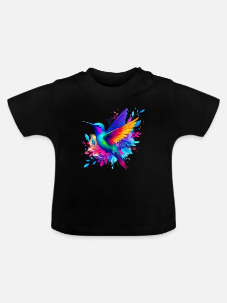 Kolibri - Baby Bio-T-Shirt mit Rundhals - Schwarz