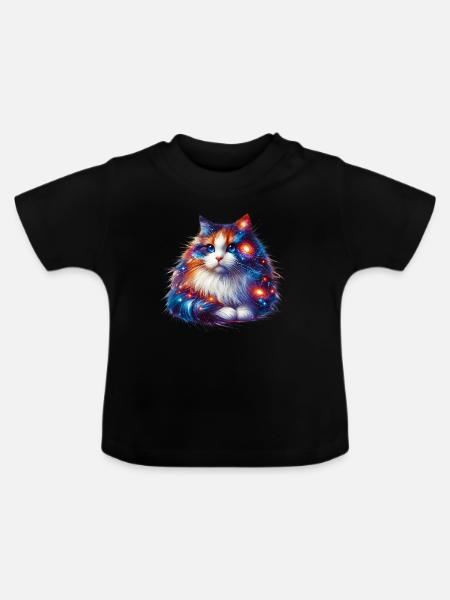 Katze - Baby Bio-T-Shirt mit Rundhals - Schwarz
