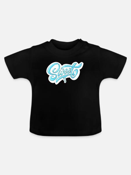 Kalt süß Drehbuch-Design - Baby Bio-T-Shirt mit Rundhals - Schwarz