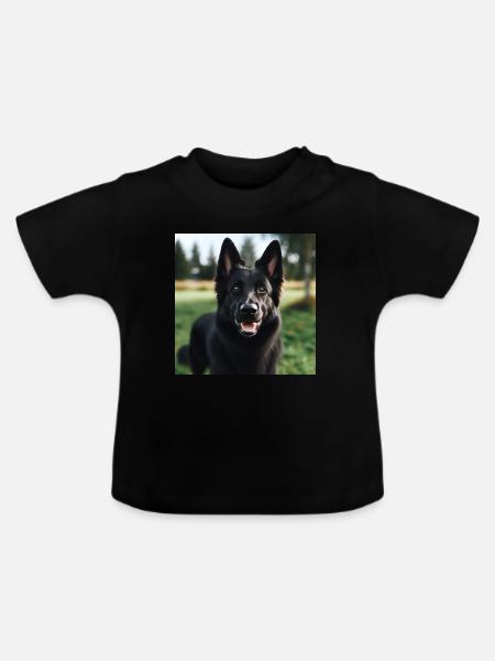 Schwarzer Deutscher Schäferhund - Baby Bio-T-Shirt mit Rundhals - Schwarz
